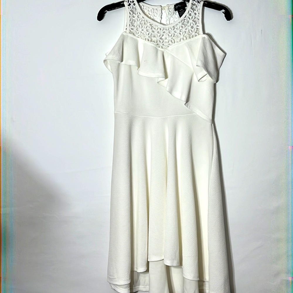 Girls White Off  the Shoulder Flare Body High Low Dress Size 14/16